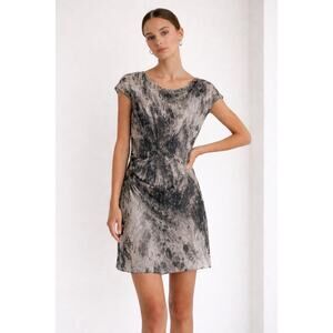 Helmut Lang Silk Asymmetrical Tank Dress Abstract Charcoal Grey Draped 4 Mini